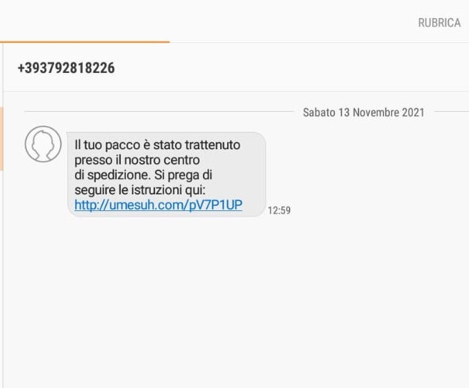 Attenzione truffa sms