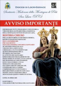 Polsi (RC) - Chiuso il Santuario della Madonna della Montagna